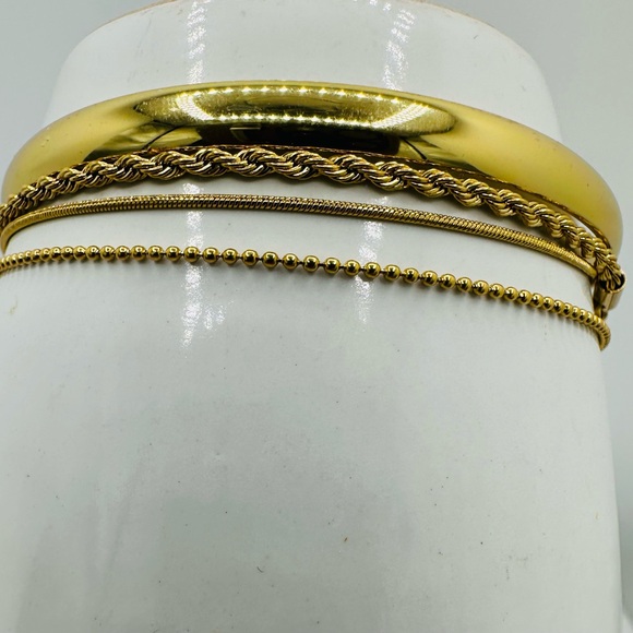14KT Gold Minimalist Bracelet Set - Picture 3 of 9